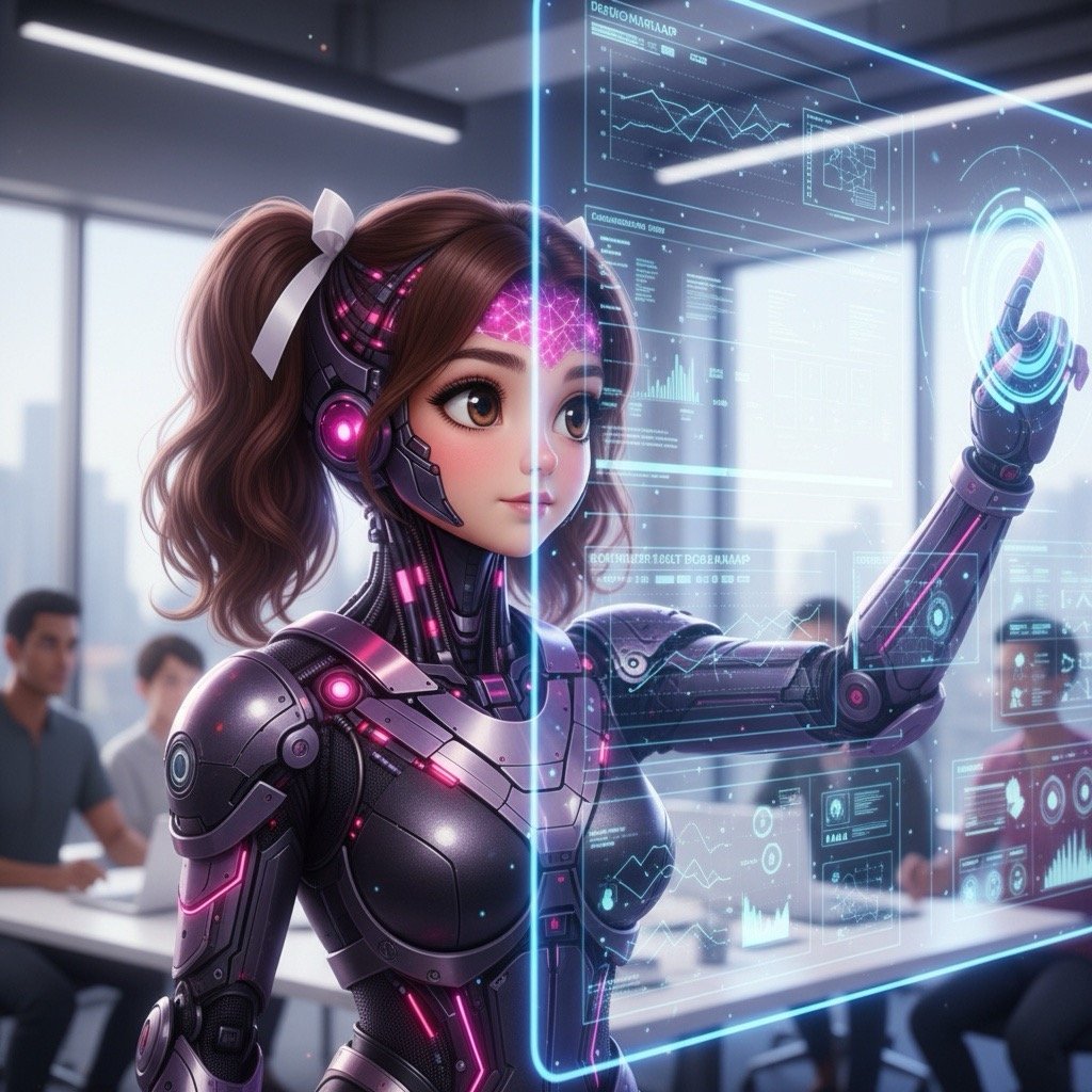 AI assistant analyzing data dashboard and business analytics to support product management decisions