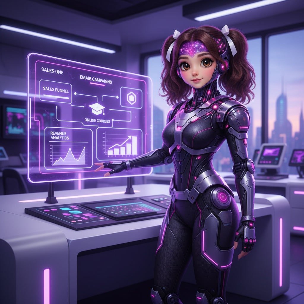 AI assistant managing sales funnel and email marketing automation dashboard