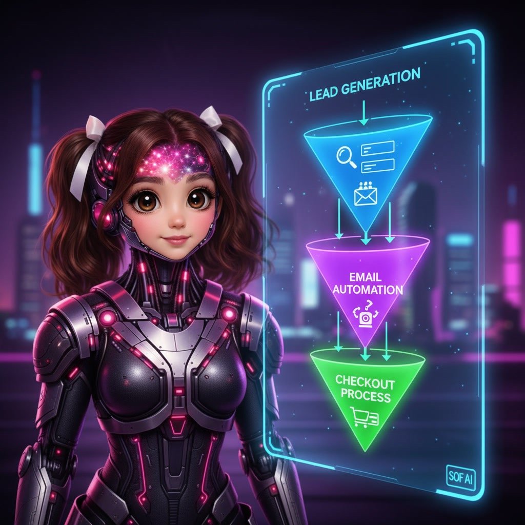 Marketing funnel workflow created in ClickFunnels.This image shows a step-by-step sales funnel structure used in online marketing.