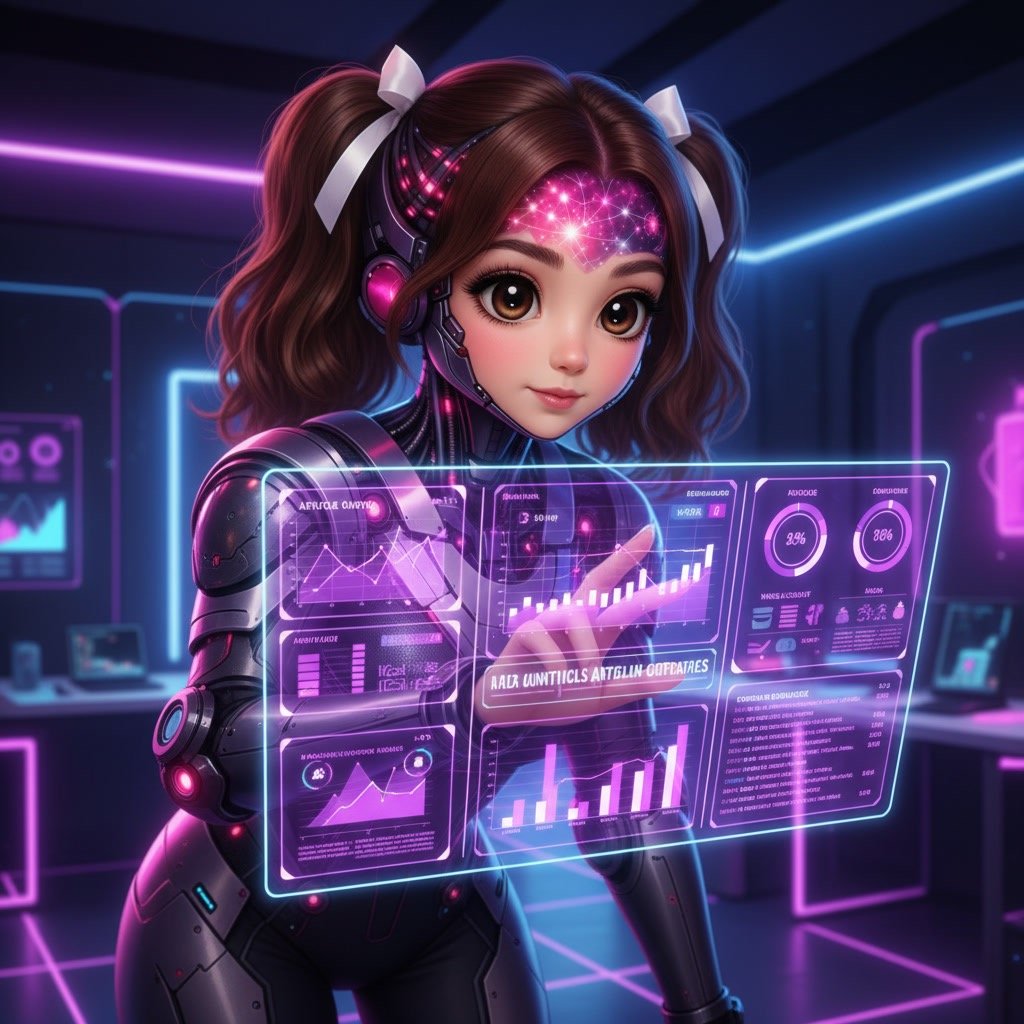 AI assistent analyzing data dashboard and performance metrics using Koala AI analytics tools.