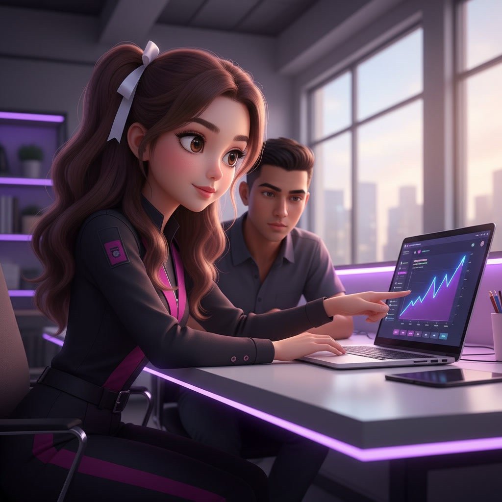 Beginner learning to use AI SEO tools on laptop