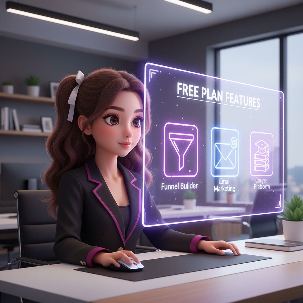 Overview of Systeme.io free plan features including funnels and email marketing