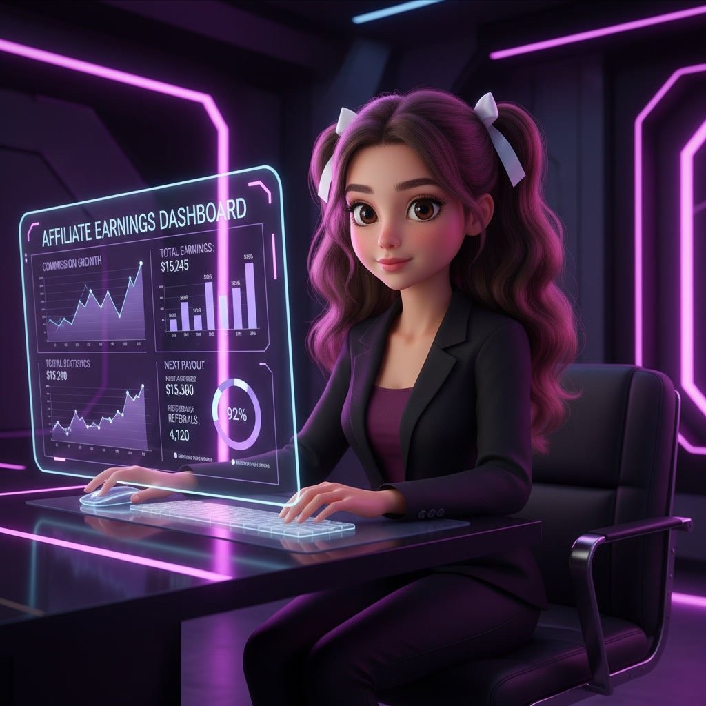 Affiliate marketing commission tracking dashboard in Systeme.io