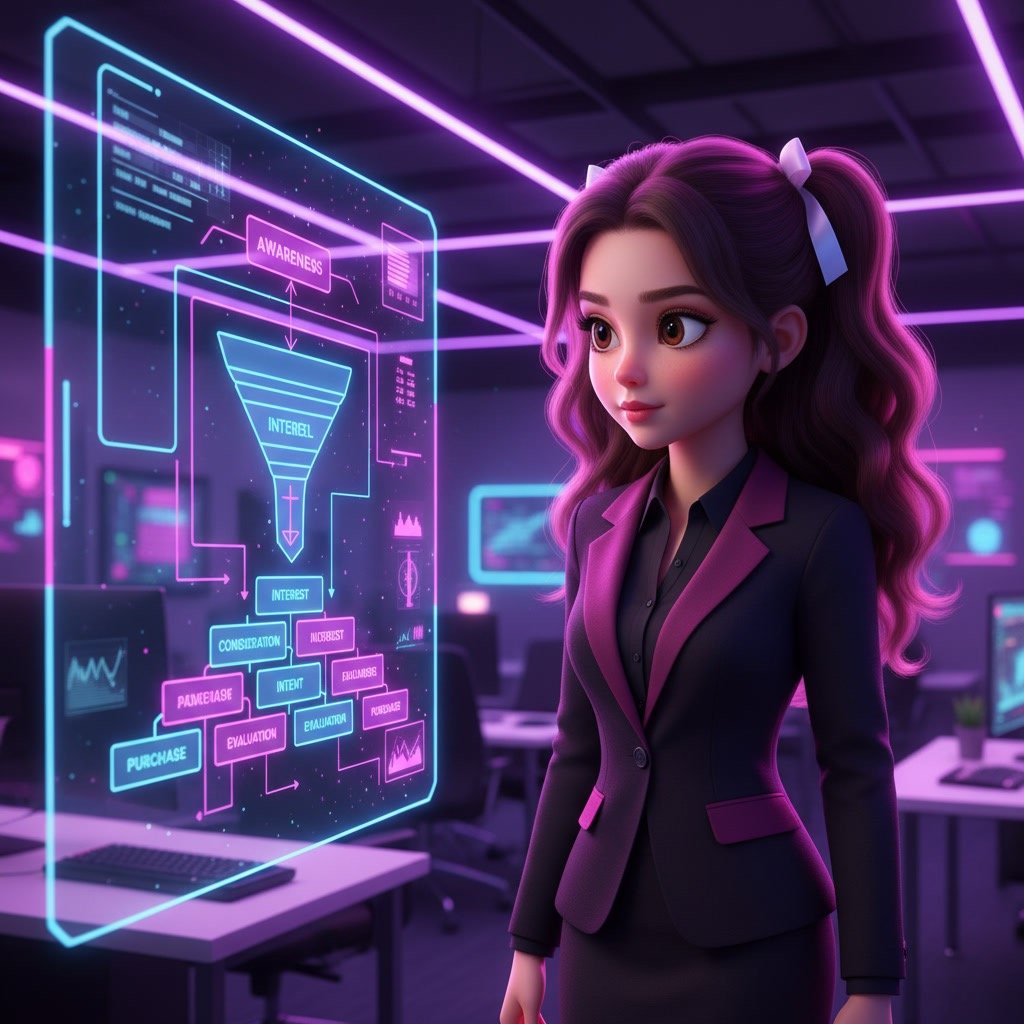 Step-by-step sales funnel process visualization in Systeme.io