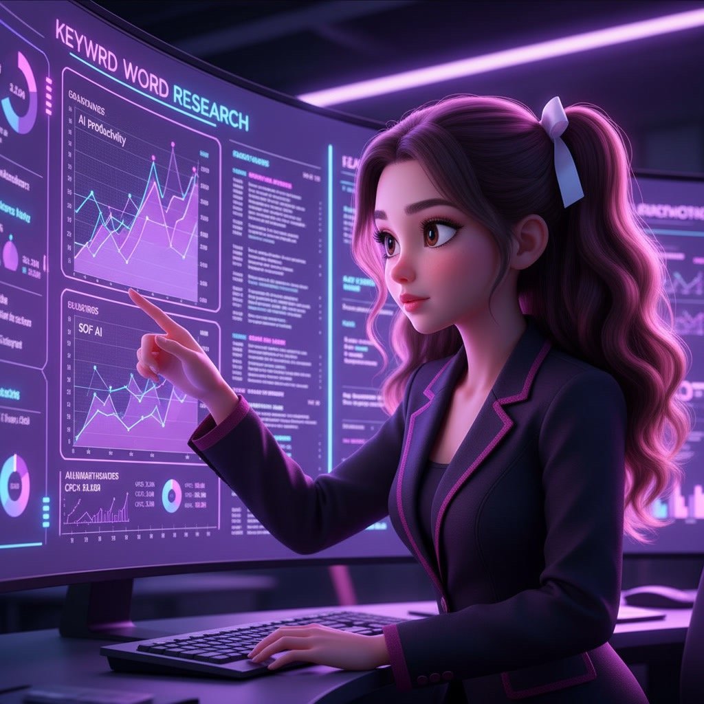 AI analyzing keyword research data for SEO optimization