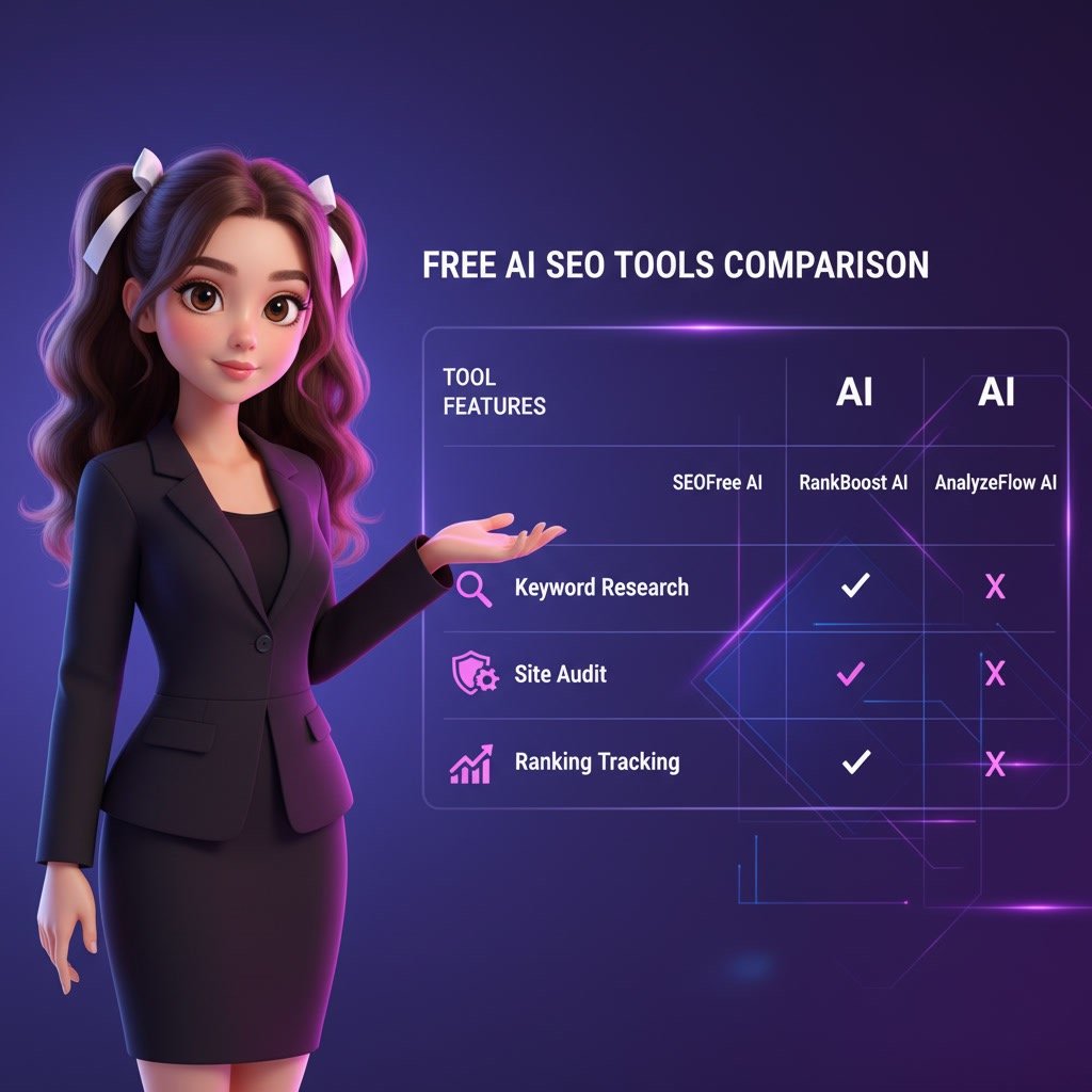Comparison infographic of free AI SEO tools features