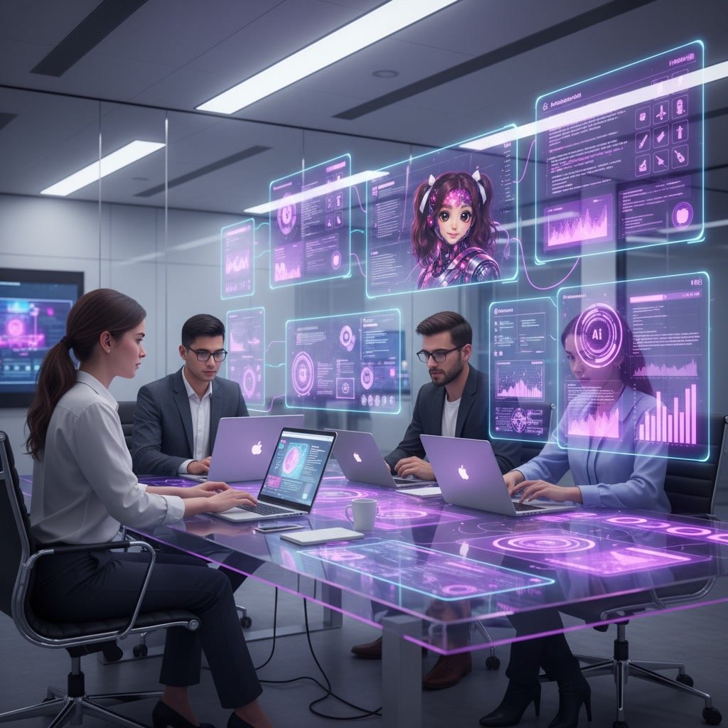 startup team using AI tools to improve productivity and business growth