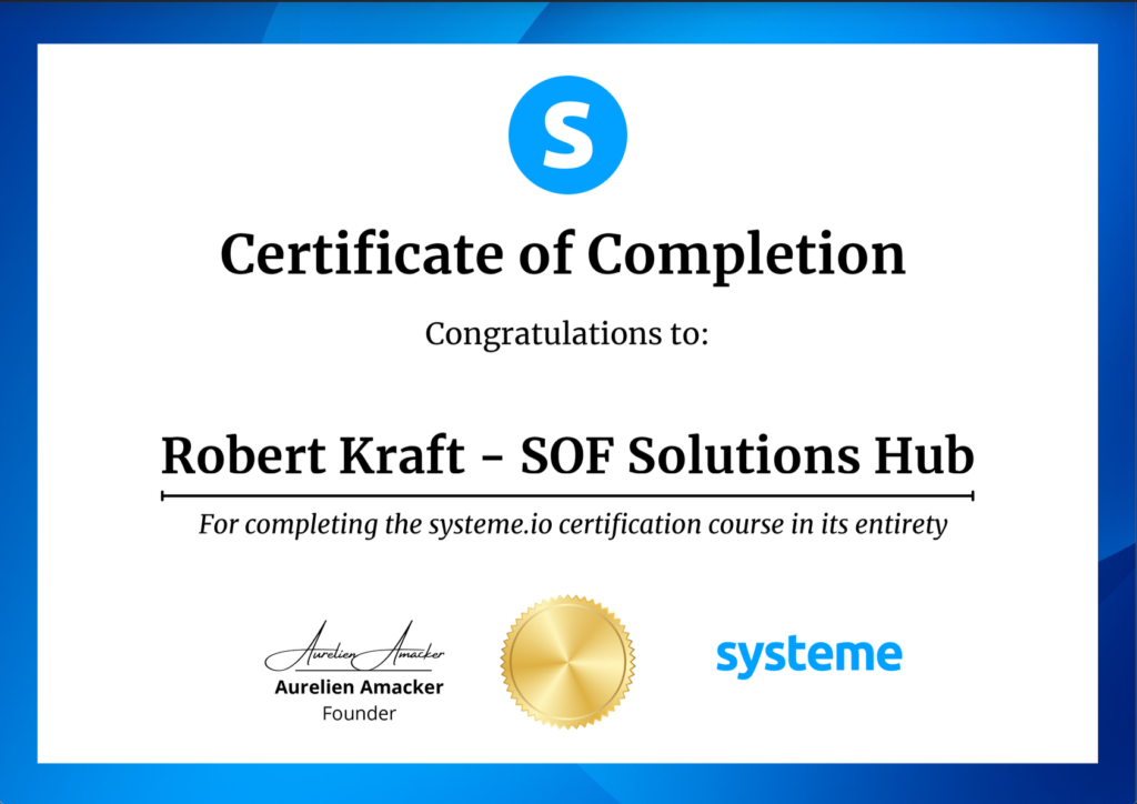 Certification from Systeme.io Online Cours