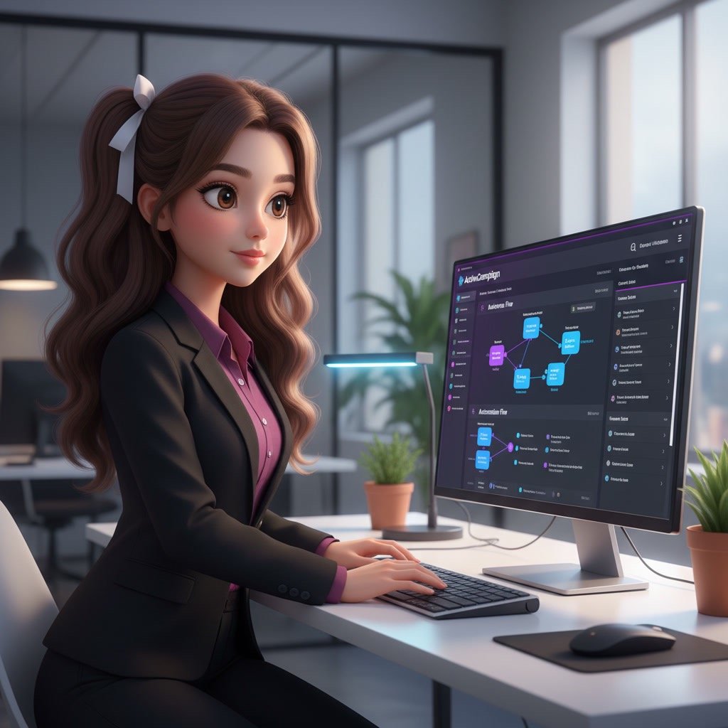 Professional dashboard scene showing how-to-use-activecampaign for email marketing and automation