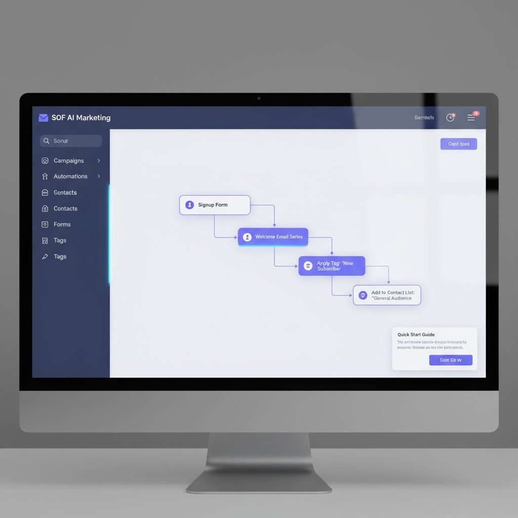 activecampaign-tutorial-for-beginners showing a simple welcome automation and email setup